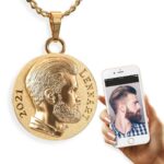 Personalisierte Coinkette mit Bild 3D-Portrait Mensch gold
