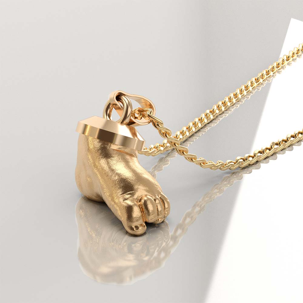 Personalisierte Kette mit 3D Abdruck Babyfuß gold ov