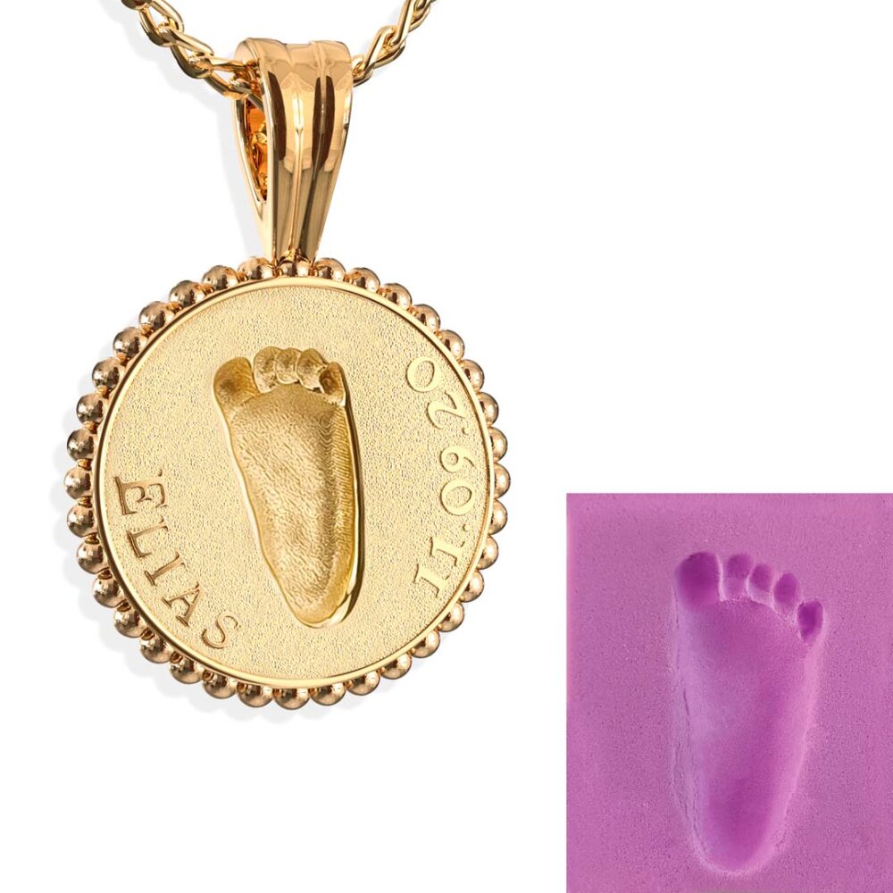 Personalisierte Kette mit Fußabdruck vom eigenem Baby gold