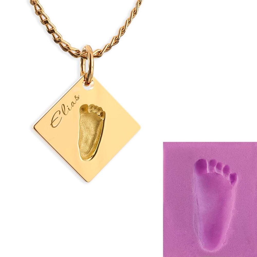 Personalisierte Kette mit Fußabdruck vom eigenem Baby gold