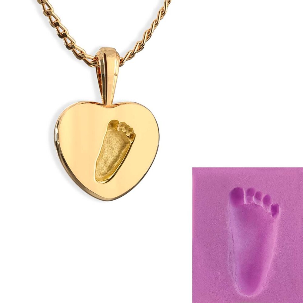 Personalisierte Kette  mit Fußabdruck vom eigenem Baby gold