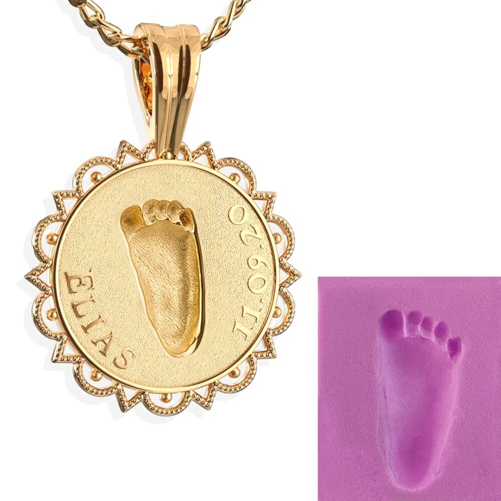 Personalisierte Kette mit Fußabdruck vom eigenem Baby gold